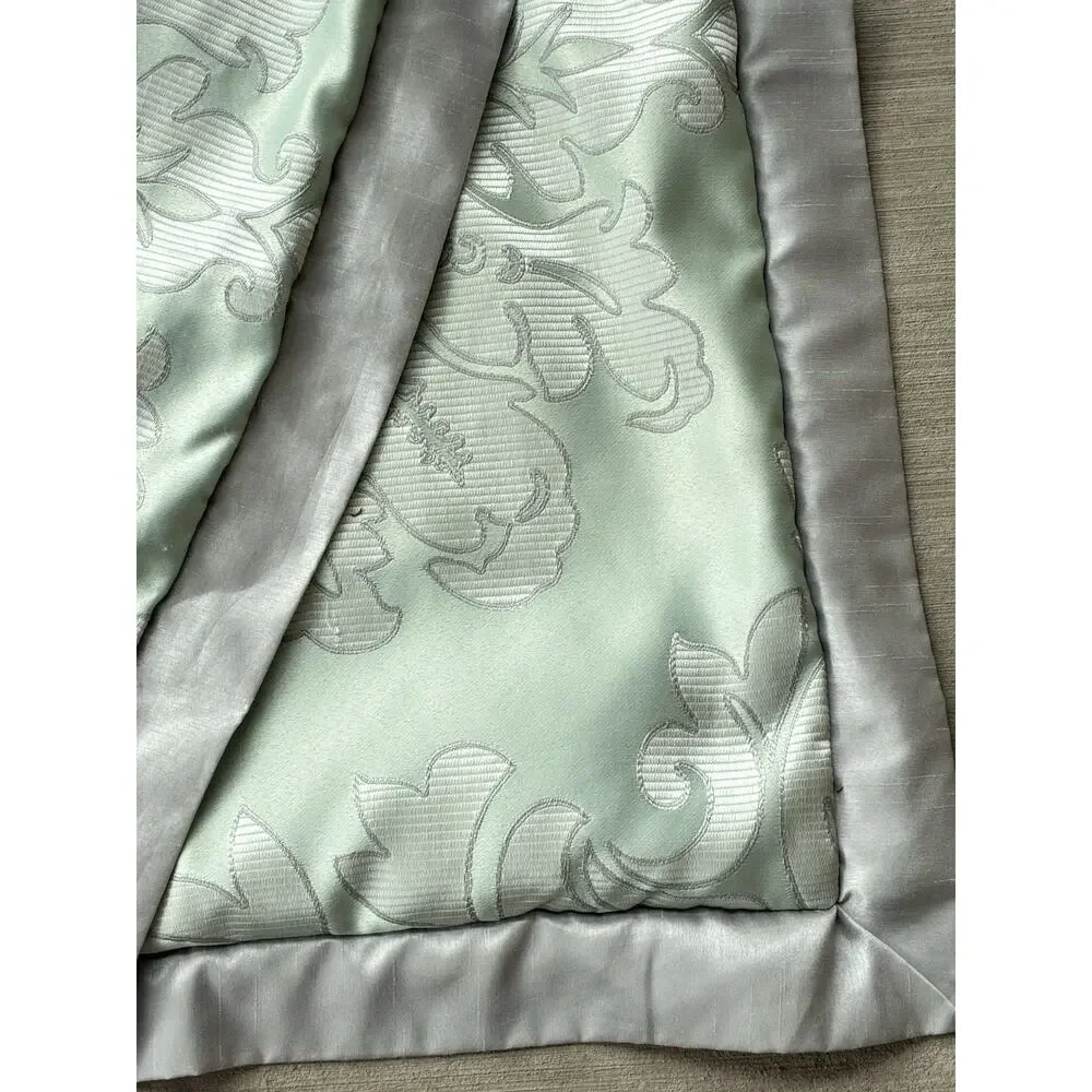 Martha Stewart Collection Mint Green & Silver Jacquard Damask Pillow Shams (2)